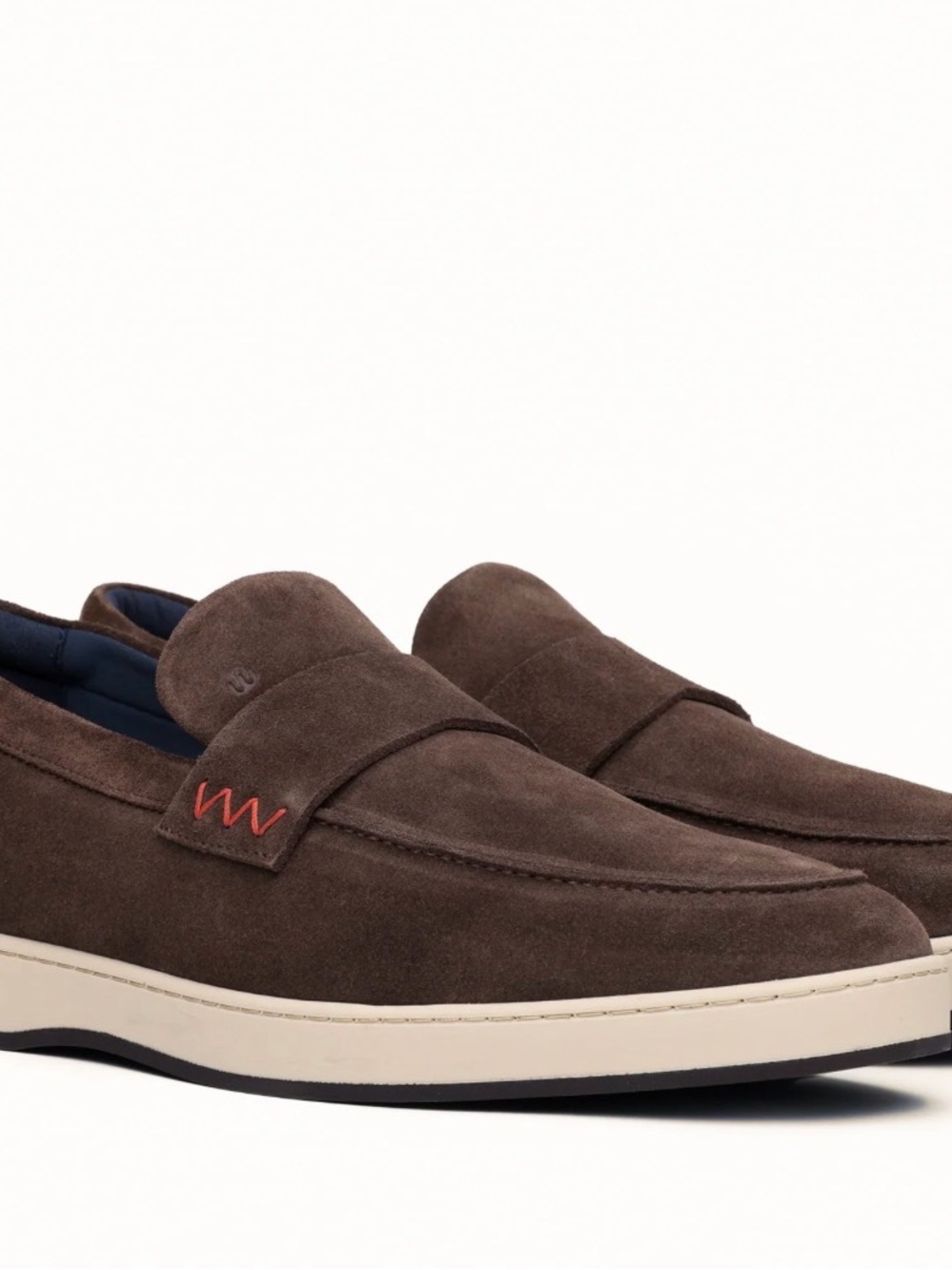Deming Brown Suede Slip-On Loafer with Contrast Stitching